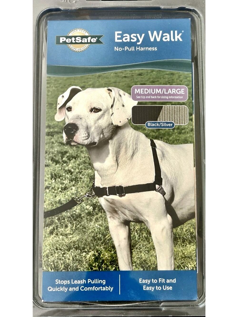 PetSafe Easy Walk No-Pull Adjustable Dog Harness Medium/Large Black/Silver